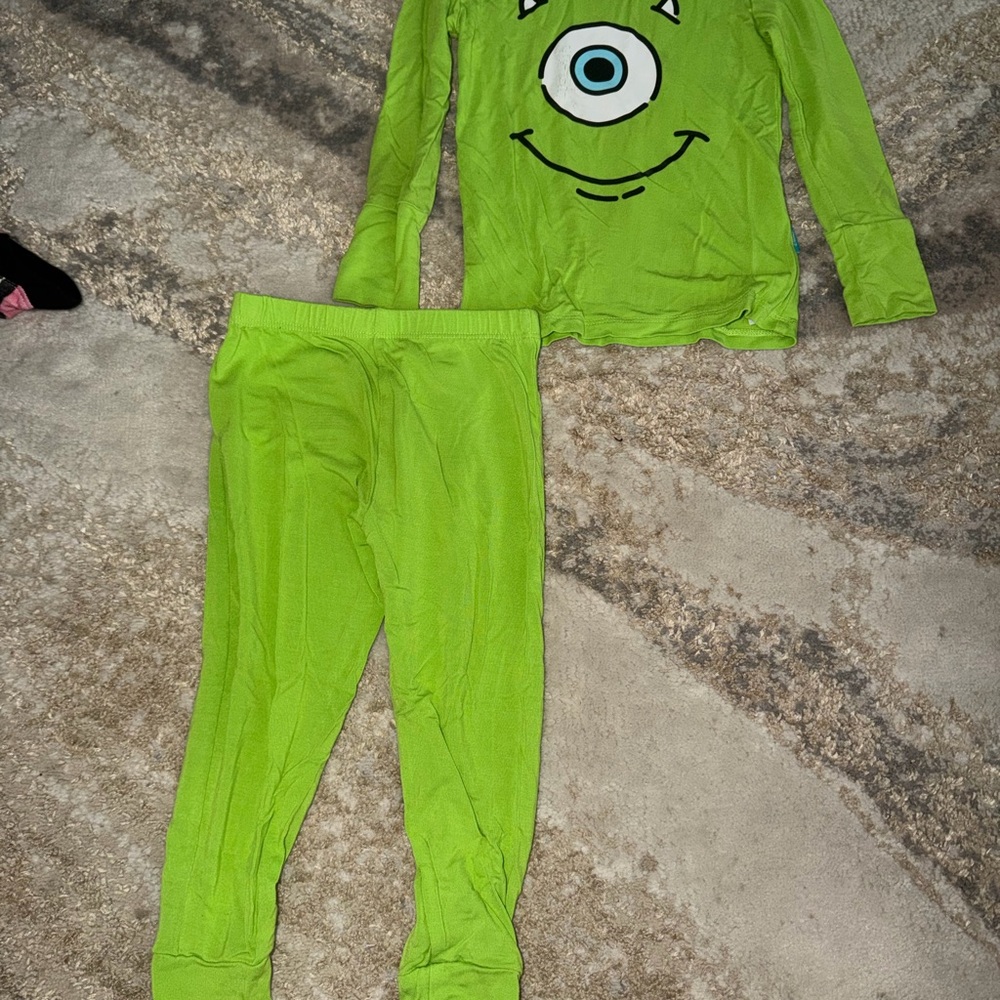 Posh Peanut Lime Green Monster Two-Piece Pajama Set